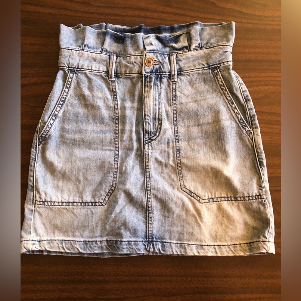 Free People Paper Bag Waist Denim Skirt